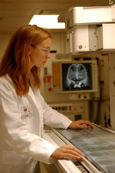 Radiographer at work. AI generative.