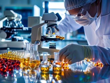 Industrial production of pharmaceuticals. AI generative.