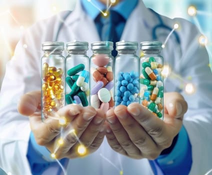 Industrial production of pharmaceuticals. AI generative.
