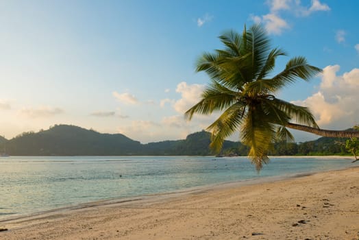 Tropical beach at Mahe island Seychelles. Horizontal shot