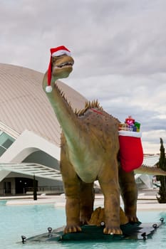 Santa Dinosaur at Recreational Park at Christmas