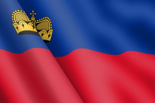 A Liechtenstein waving flag 3d illustration wind ripple