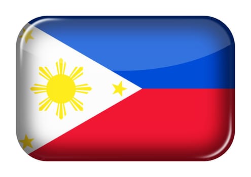 A Philippines web icon rectangle button with clipping path 3d illustration