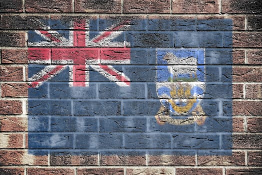 A Falkland Islands flag on brick wall background