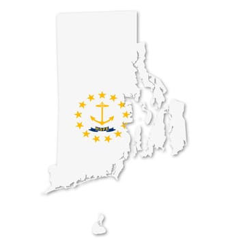 A Rhode Island State Flag Map Illustration with clipping path
