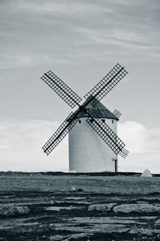 Old Spanish windmills, Campo de Criptana, Castilla la Mancha province, Spain. Toned Image