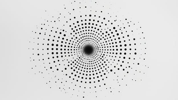 A simple and elegant design featuring a white quotation mark centered within a field of black dots. The minimalistic layout utilizes whitespace and negative space to emphasize the quote, creating a clean and modern aesthetic.