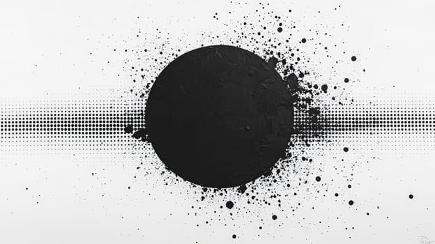 A simple and elegant design featuring a white quotation mark centered within a field of black dots. The minimalistic layout utilizes whitespace and negative space to emphasize the quote, creating a clean and modern aesthetic.