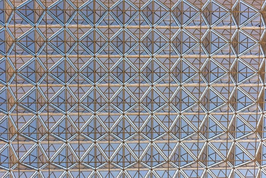 Modern building roof geometric design background. Horizontal shot