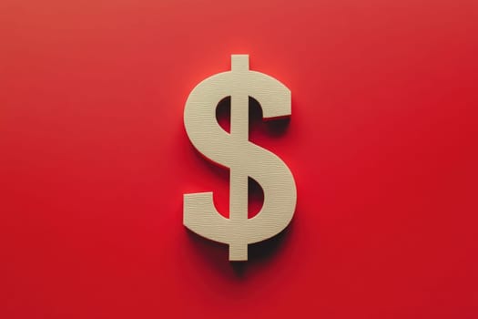 A clean, minimalist dollar sign is prominently placed against a vibrant red background, symbolizing themes of financial crisis and economic challenges. The stark contrast emphasizes urgency.