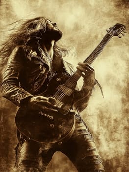 vintage grunge band rock and roll show concert banner ad template. AI generative.