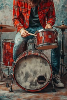 vintage grunge band rock and roll show concert banner ad template. AI generative.