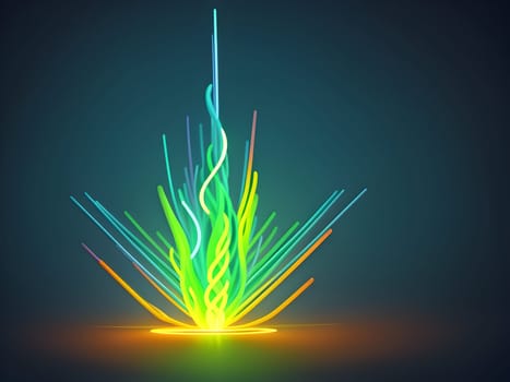 Abstract digital art of glowing lines
