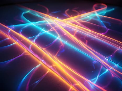 Abstract digital art of glowing lines