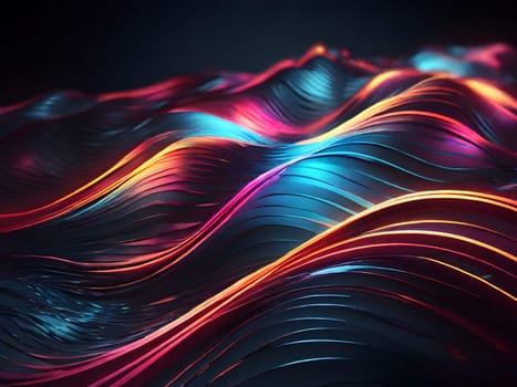 Abstract digital art of glowing lines