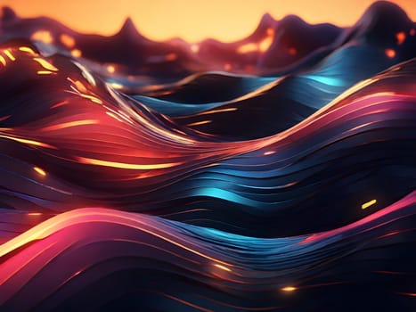 Abstract digital art of glowing lines
