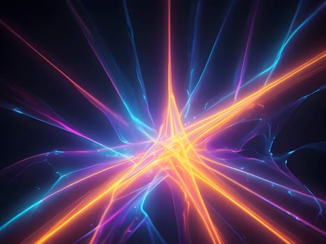 Abstract digital art of glowing lines
