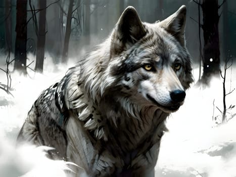 Abstract portrait of beautiful wolf