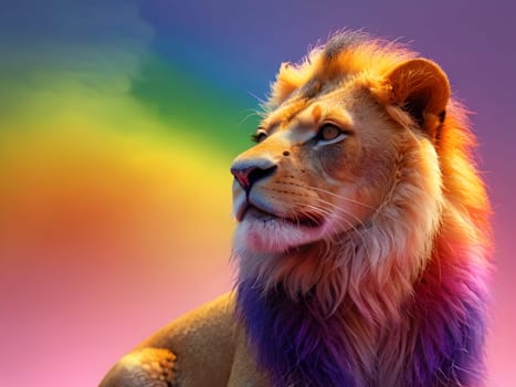 Abstract portrait of beautiful lion