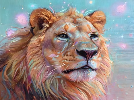 Abstract portrait of beautiful lion