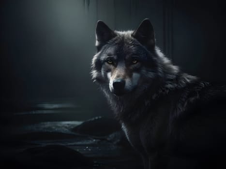 Abstract portrait of beautiful wolf