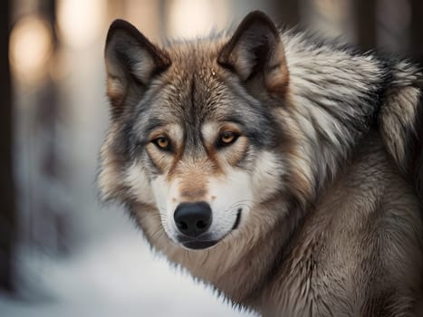 Abstract portrait of beautiful wolf