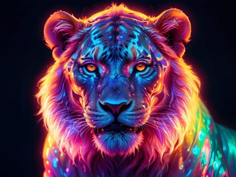 Abstract portrait of beautiful lion