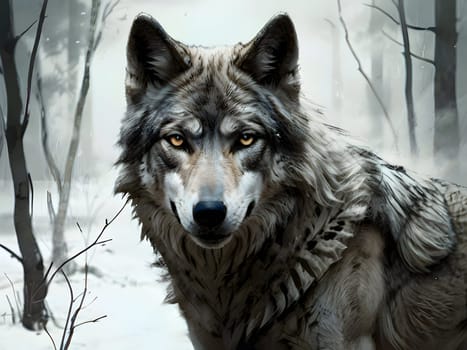 Abstract portrait of beautiful wolf
