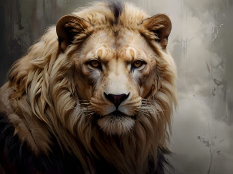 Abstract portrait of beautiful lion