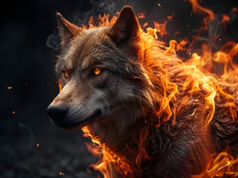 Abstract portrait of beautiful wolf