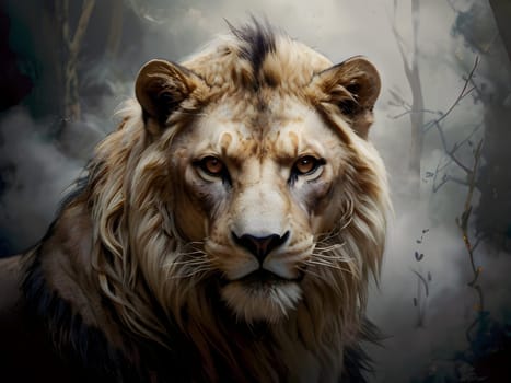 Abstract portrait of beautiful lion