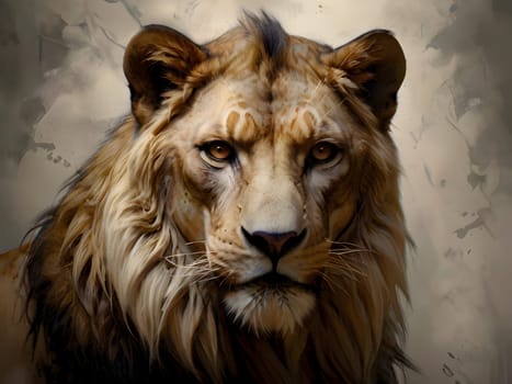 Abstract portrait of beautiful lion
