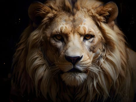 Abstract portrait of beautiful lion