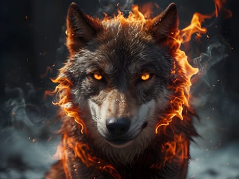 Abstract portrait of beautiful wolf