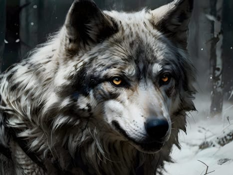 Abstract portrait of beautiful wolf