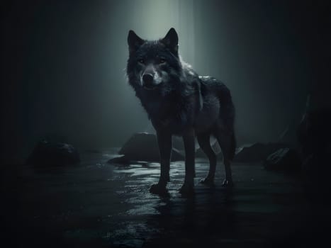 Abstract portrait of beautiful wolf