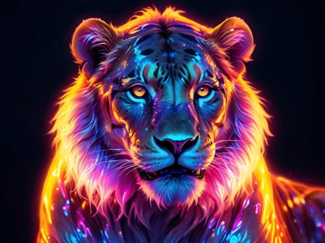 Abstract portrait of beautiful lion