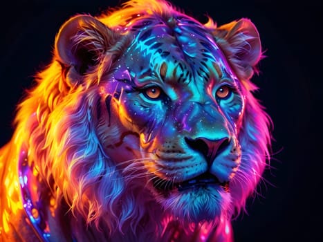 Abstract portrait of beautiful lion
