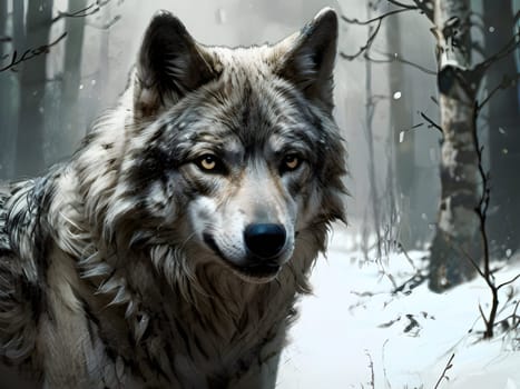 Abstract portrait of beautiful wolf