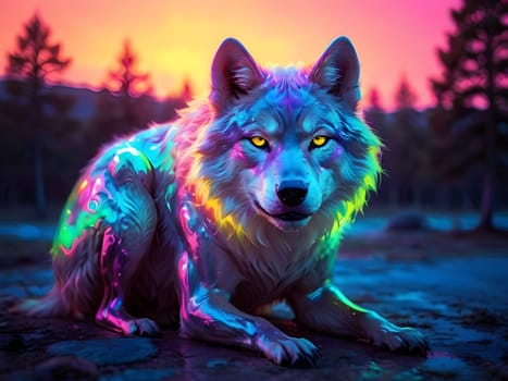 Abstract portrait of beautiful wolf