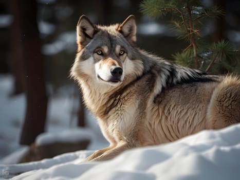 Abstract portrait of beautiful wolf