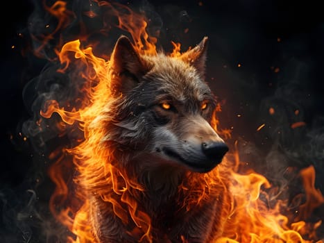 Abstract portrait of beautiful wolf