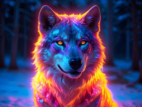 Abstract portrait of beautiful wolf