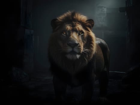 Abstract portrait of beautiful lion