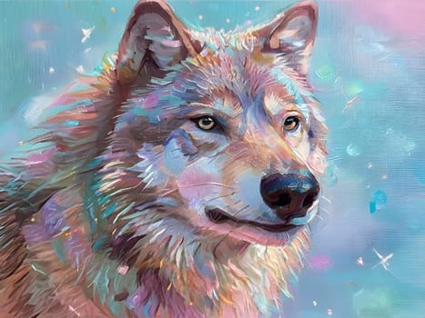 Abstract portrait of beautiful wolf