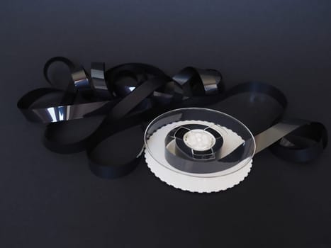 tangled magnetic tape from a vhs video tape
