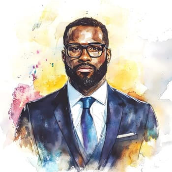 Watercolor AfricanBlack Businessman in business wear