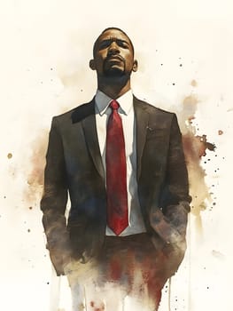 Watercolor AfricanBlack Businessman in business wear