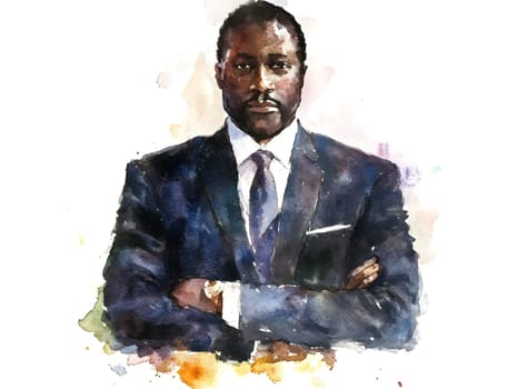 Watercolor AfricanBlack Businessman in business wear
