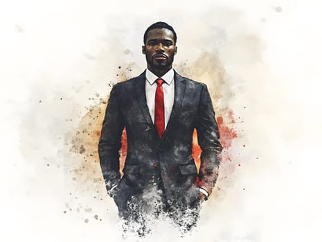 Watercolor AfricanBlack Businessman in business wear